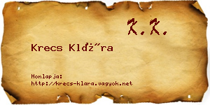 Krecs Klára névjegykártya